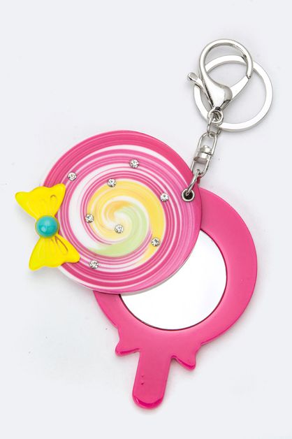 LA JEWELRY PLAZA, Lollipop Compact Mirror Key Charm, 55-190382-BI040