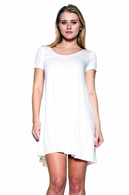 BAGEL, CAP SLEEVE SOLID DRESSES 1004-IVORY, 1004-IVORY