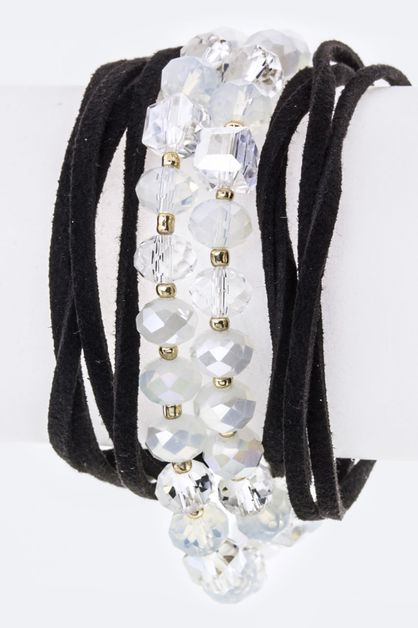 LA JEWELRY PLAZA, Beads Suede Drawstring Bracelet, 71-B7119-BI009