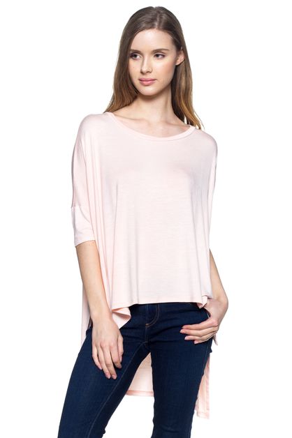 BAGEL, ROUND NECK DOLMAN HI-LO TOP 4004-BLU, 4004-BLUSH