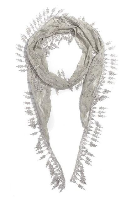 LA JEWELRY PLAZA, Lace Fringe Triangle Skinny Scarf, 110-LOF270-MC015