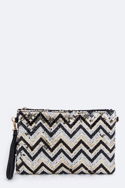LA JEWELRY PLAZA, Sequins Chevron Pattern Convertible, 133-BA563-MS-F
