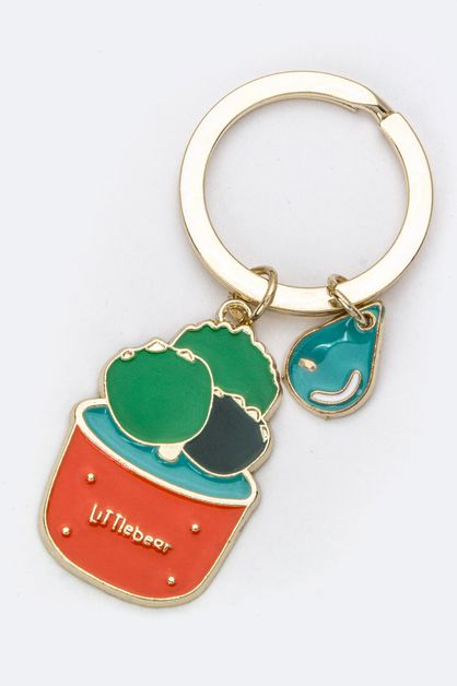 LA JEWELRY PLAZA, Enamel Plant Key Charm, 128-ESA6147-MR084