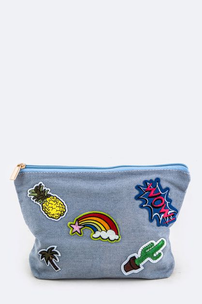 LA JEWELRY PLAZA, Mix Patches Denim Pouch, 99-BG326X077-MK013