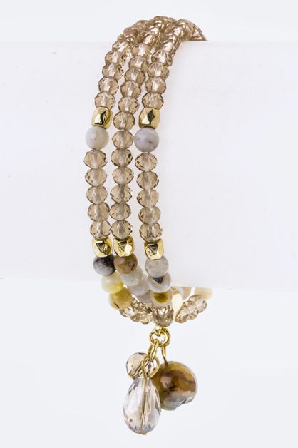 LA JEWELRY PLAZA, Mix Beads Layer Stretch Bracelet, 46-OB5210-AF619