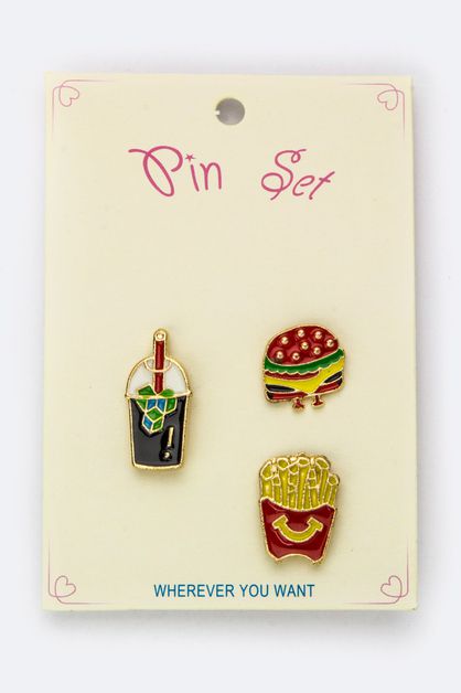LA JEWELRY PLAZA, Fast Food Pins Set, 133-BRO107-BJ061