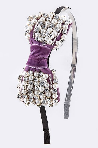 LA JEWELRY PLAZA, Pearl and Crystal Beaded Headband, 98-YA1023-MG121-122