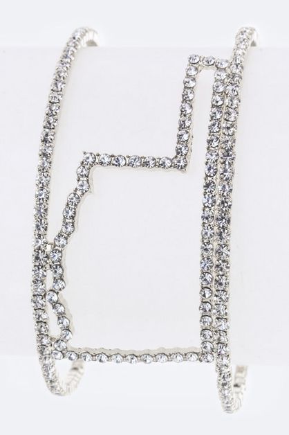 LA JEWELRY PLAZA, OKLAHOMA MAP Rhinestones Open Cuff, 99-BA174-1150K-AJ-S013