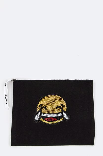 LA JEWELRY PLAZA, Sequins Emoji Patched Pouch, 128-EMB0896P-MC036