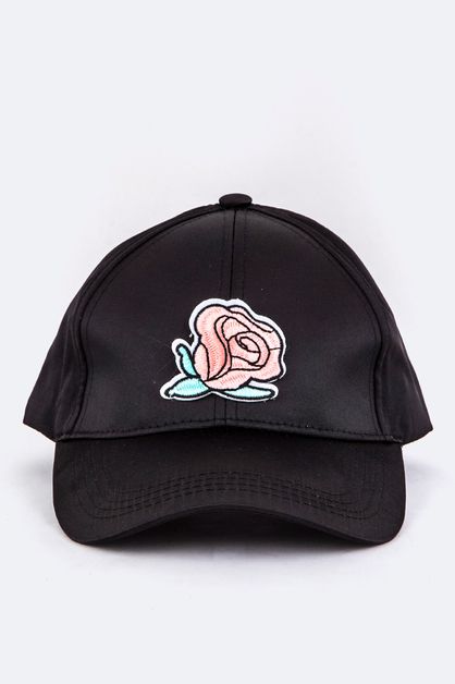 LA JEWELRY PLAZA, Rose Patch Fashion Satin Cap, 22-20050ROSE-MM016