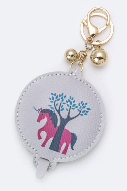 LA JEWELRY PLAZA, Unicorn Compact Mirror Key Chain, 99-KC368X049-BI063