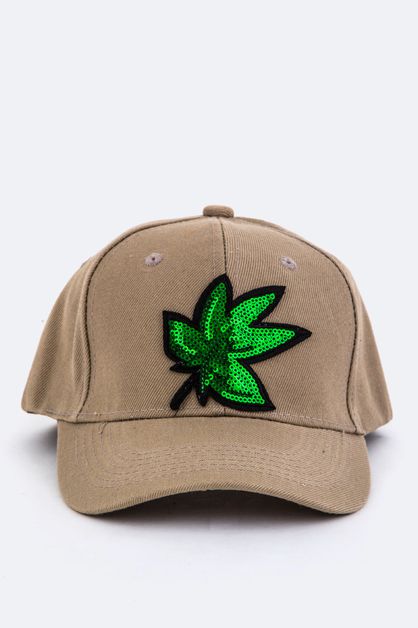 LA JEWELRY PLAZA, Sequins Marijuana Patch Cap, 128-EMH1014V-BP