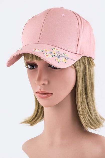 LA JEWELRY PLAZA, Flower Embroidery Brim Cap, 39-HA300182-BP14