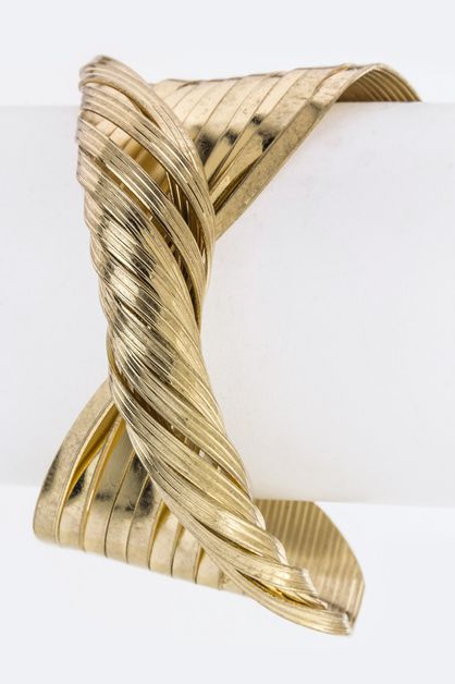 LA JEWELRY PLAZA, Twisted Layer Metal Cuff, 56-AB1088-BH053