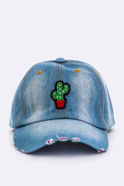 LA JEWELRY PLAZA, Cactus Patch Denim Cap, 128-35018CACTUS