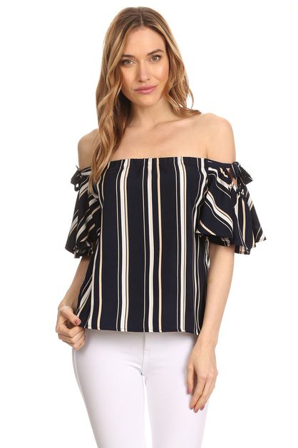 VERTE, Striped off shoulder top, 858-433845-1