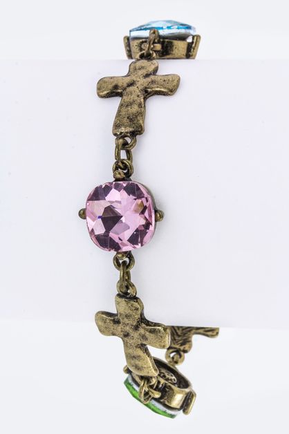 LA JEWELRY PLAZA, Crystal andCross Stationed Bracelet, 51-JB5413-AD477