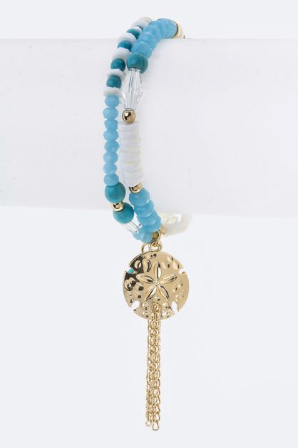 LA JEWELRY PLAZA, Mix Beads  Sand Dollar Bracelet, 02-MBR1116-AF616