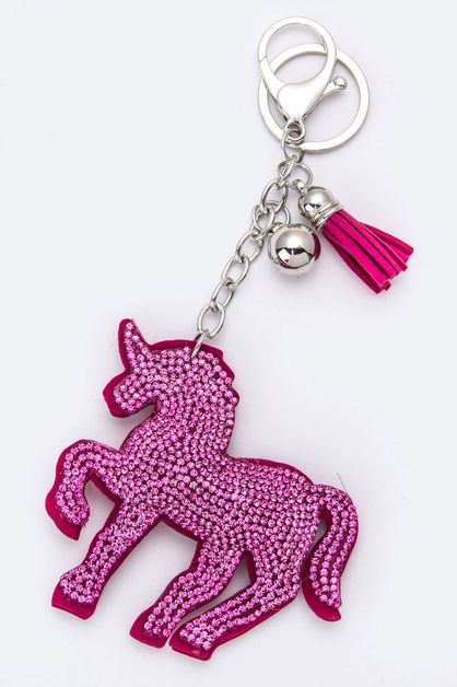 LA JEWELRY PLAZA, Crystal Unicorn Soft Key Charm, 133-KY181-BF068