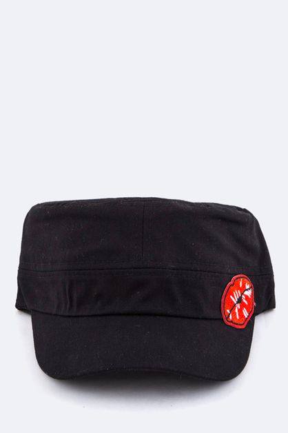 LA JEWELRY PLAZA, Lips Patch Millitary Hat, 128-DD043LIP