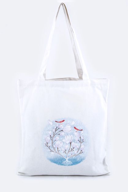 LA JEWELRY PLAZA, Birds and Flower Print Fashion Tote, 128-EMB8733-ME011