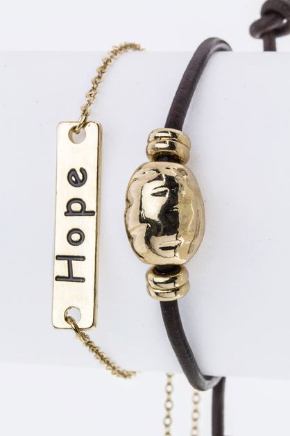 LA JEWELRY PLAZA, Hope Metal Tag Bracelets Set, 54-NB0100-AC774