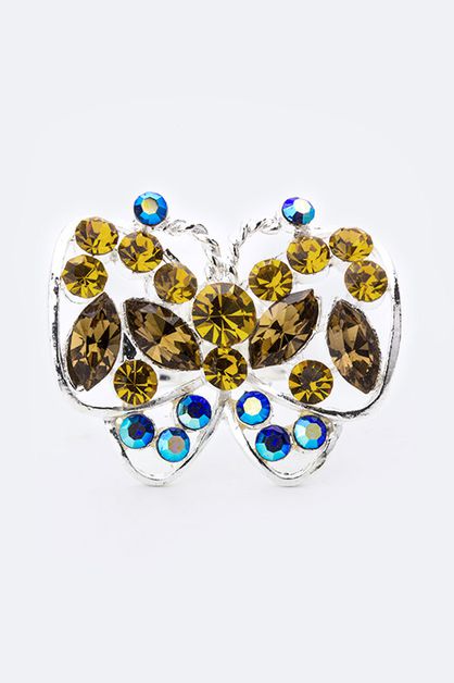LA JEWELRY PLAZA, Crystal Butterfly Adjustable Ring, 98-EF277-AY156