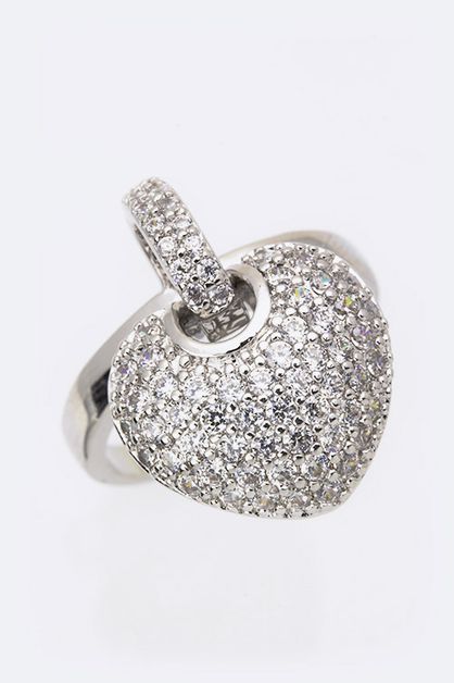 LA JEWELRY PLAZA, Cubic Zirconia Heart Charm Ring, 98-CW1789-NW-1
