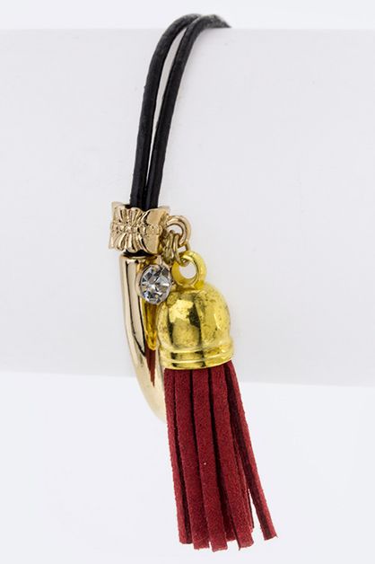 LA JEWELRY PLAZA, Tassel Charm Leather Bracelet, 69-NB3001-AF666
