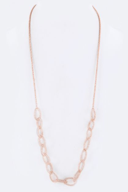LA JEWELRY PLAZA, Linked Crystal Mesh Tubes Necklace, 03-SMN1001-AG837