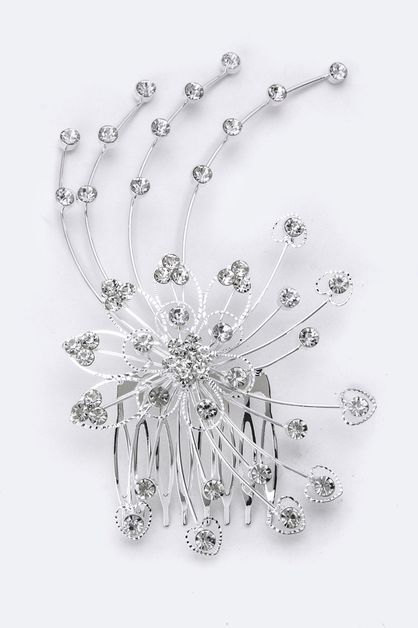 LA JEWELRY PLAZA, Crystal Flower Comb, 06-HR190569-BJ010