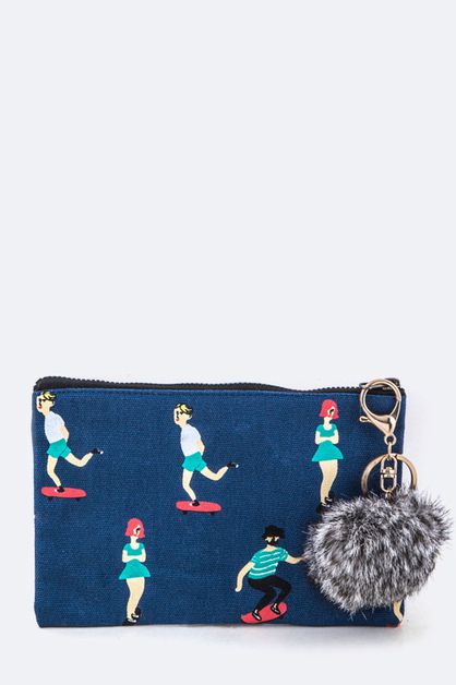 ARTINI ACCESSORIES, Skaters Print Mini Pouch, 128-EMB8770-MG094