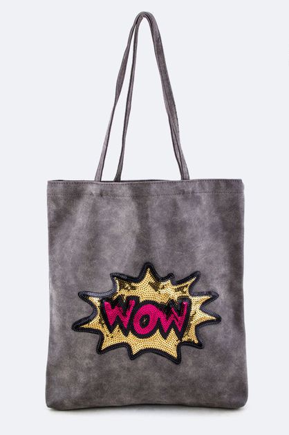 ARTINI ACCESSORIES, Sequins WOW Washed Leather Tote, 128-EMB8742-MX005-MAKE