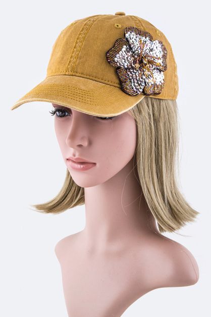 LA JEWELRY PLAZA, Sequins Flower Fashion Cap, 128-35019MG041-MB031