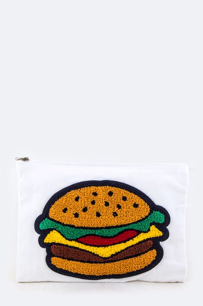 ARTINI ACCESSORIES, Plush Hamburger Patch Pouch, 128-EMB8857-ME023