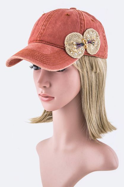 LA JEWELRY PLAZA, Beaded Flower Fashion Cap, 128-35019MB031-032