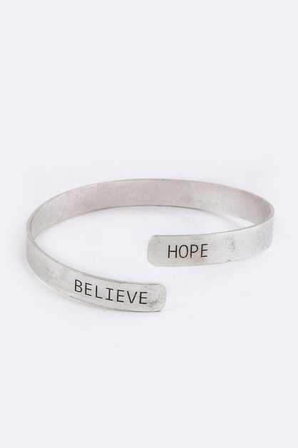 LA JEWELRY PLAZA, Engrave HOPE BELIEVE Bangle, 12-HB646-BM075