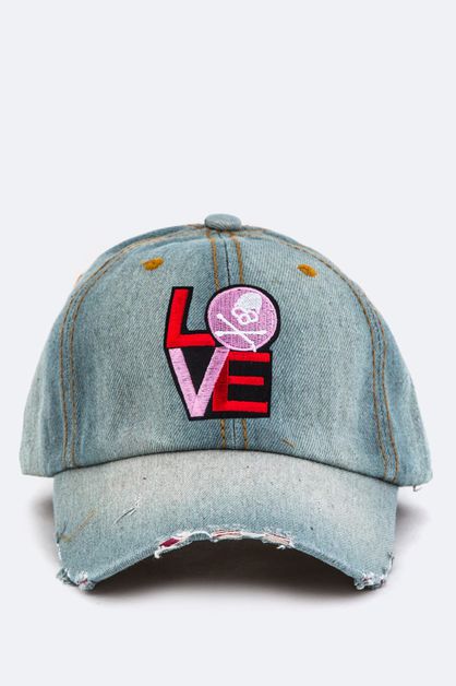 LA JEWELRY PLAZA, LOVE Skull Patch Cap, 128-EMH1002