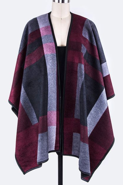 LA JEWELRY PLAZA, Mad For Plaid Blancket Shaped Shawl, 99-PN337X004-ME002