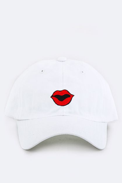 LA JEWELRY PLAZA, Lips Embroidery Patch Cotton Cap, 128-EMH1010-MV