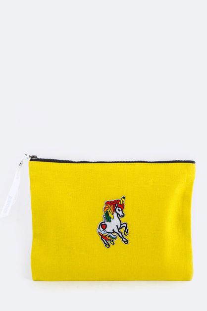 ARTINI ACCESSORIES, Unicorn Patch Canvas Pouch, 128-EMB0998-MC036