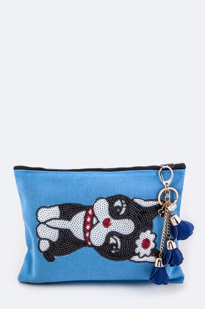 ARTINI ACCESSORIES, Sequins Boston Terrier Pouch, 128-EMB8628-DOG-MC036
