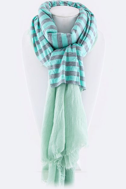ARTINI ACCESSORIES, Striped Knit Fashion Fringe Scarf, 110-LOF081-MA035