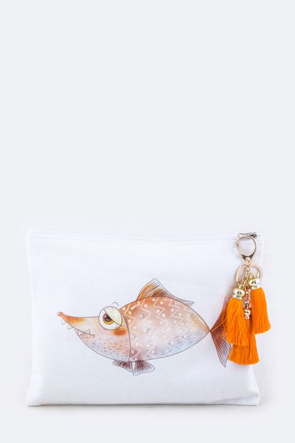 ARTINI ACCESSORIES, Comic Fish Tasseled Pouch, 128-EMB8617-MK009