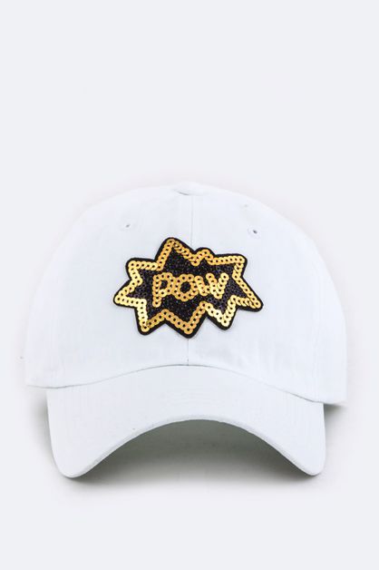 LA JEWELRY PLAZA, Sequins POW Patch Cotton Cap, 128-EMH1009