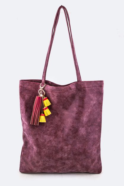 ARTINI ACCESSORIES, Mix Tassels Washed Leather Tote, 128-EMB8683-MX005-MAKE