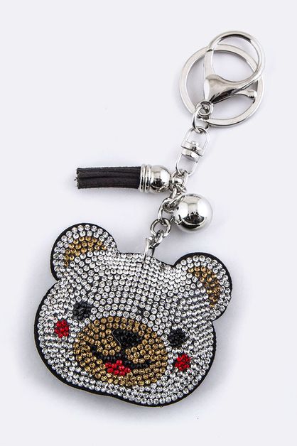 LA JEWELRY PLAZA, Crystal Bear Key Charm, 99-KC380X035-BF141