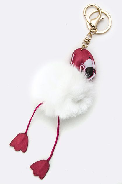 ARTINI ACCESSORIES, Fur Pom Flamingo Key Charm, 84-RS0094-BI038