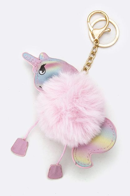 ARTINI ACCESSORIES, Fur Pom Unicorn Key Charm, 84-RS0093-BI035