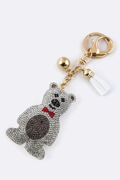 LA JEWELRY PLAZA, Crystal Bear Key Charm, 99-KC380X043-BM118